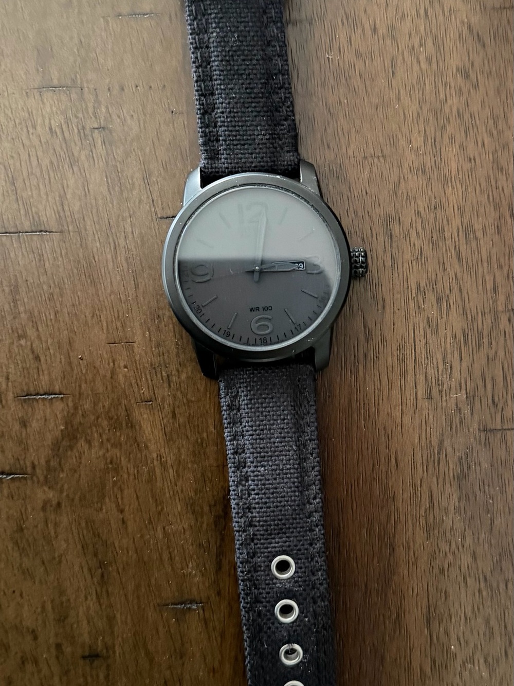 Citizen Eco-Drive WR100 Men's Black Canvas Strap Watch with Black Dial
